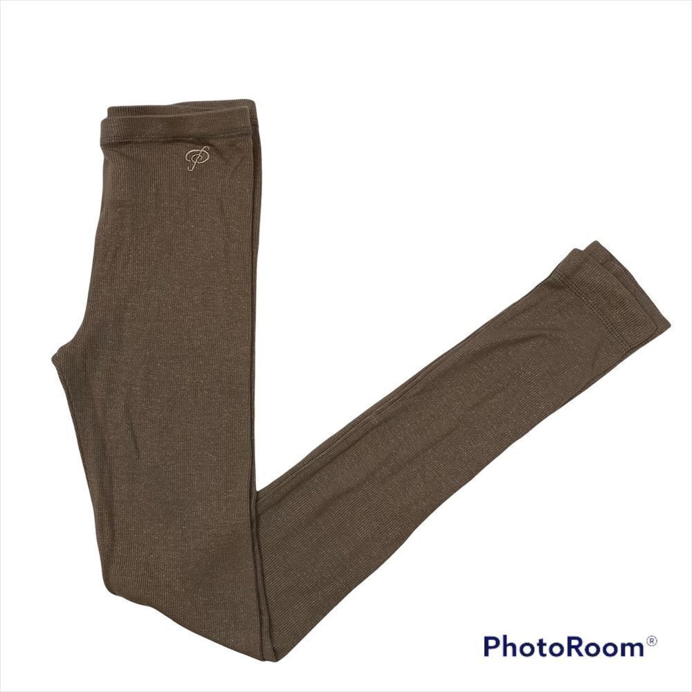 Plastic Island Brand Brown‎ And Gold Ribbed Leggings One Size